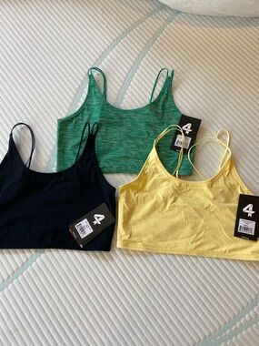 FOURLAPS Bralette Crop Top Trio - Green, Black, Yellow